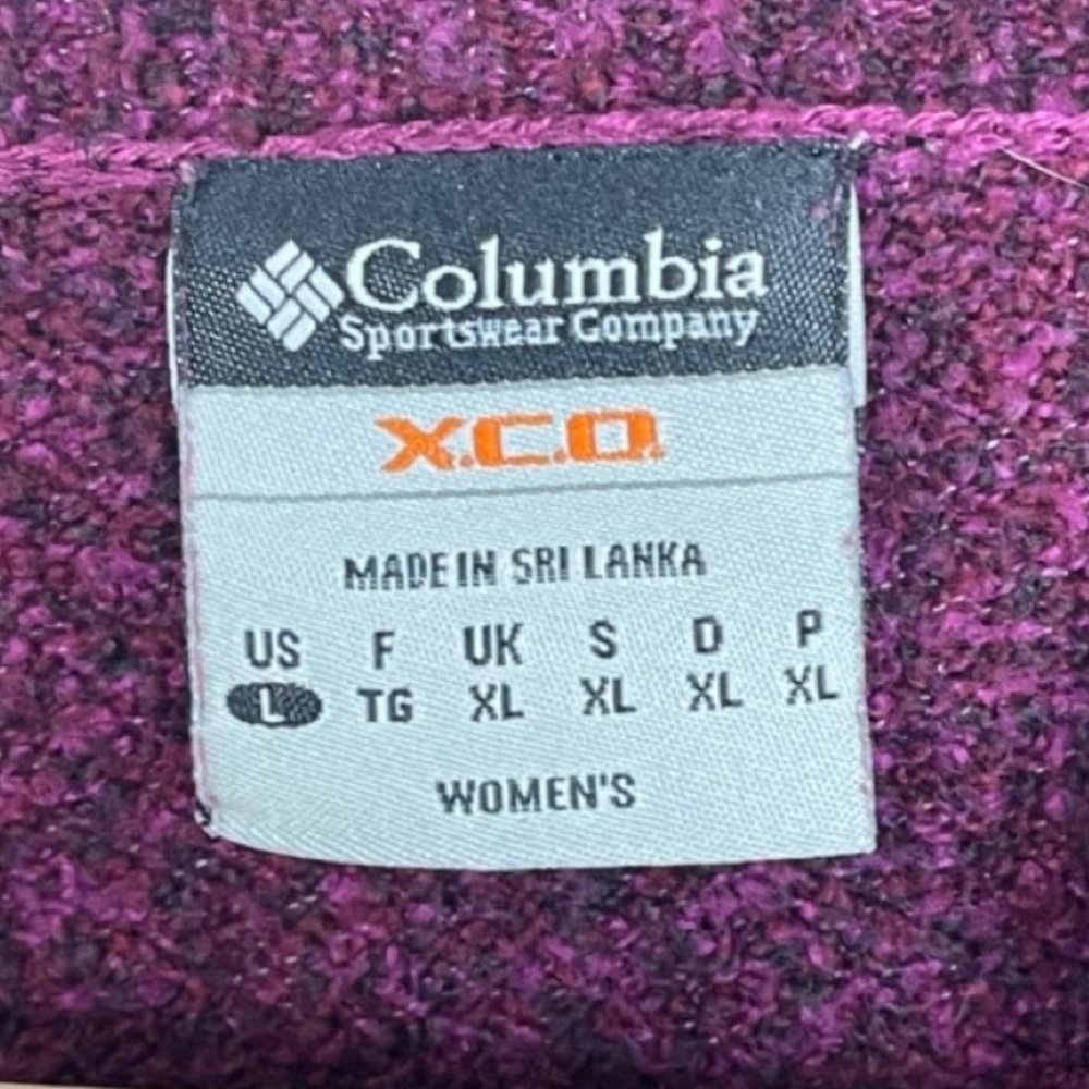 COLUMBIA | XCO Women's Raspberry Red V Neck Long Sleeve Knit Sweater | Size L - Picture 5 of 8